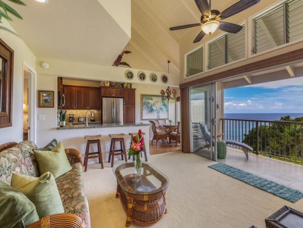 Top Floor Kauai Ocean View Rental 2 Bedroom North Shore Condo