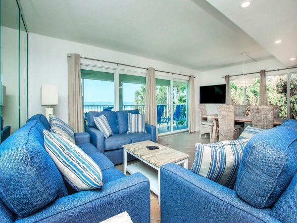 Sanibel Island Three Bedroom Beachfront Townhome Pool Views Sleeps Eight