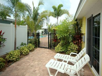Sun loungers on patio