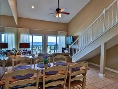 Dining area seats six