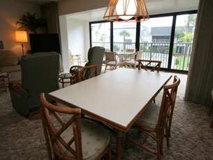Dining area seats four