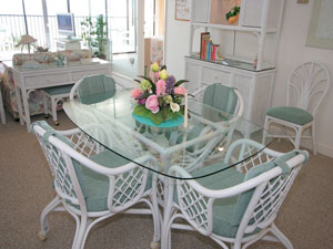 Dining area seats six
