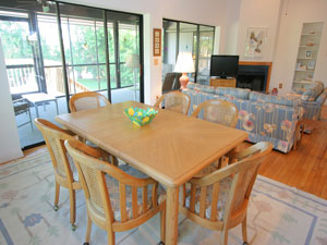 Dining area seats six