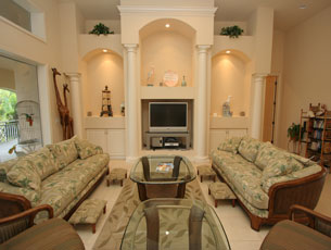 Living room with fireplace
