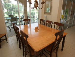 Formal dining room seats eight