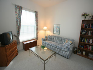 Den with sleeper sofa, books & TV Den with sleeper sofa, books & TV