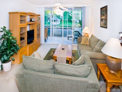 Living room open to porch