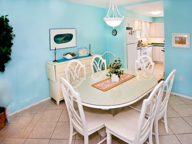 Dining area seats six