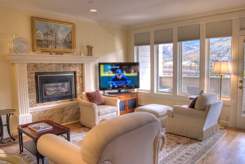 Living room with fireplace & flat screen TV Living room with fireplace & flat screen TV