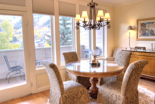 Dining room with mountain views Dining room with mountain views
