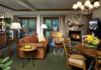 Sample living room with fireplace & flat screen TV