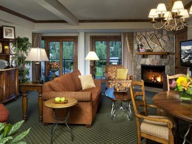 Sample living & dining area with fireplace Sample living & dining area with fireplace