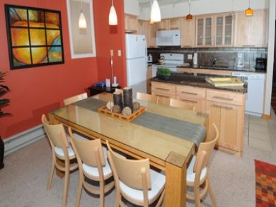 Dining area seats eight