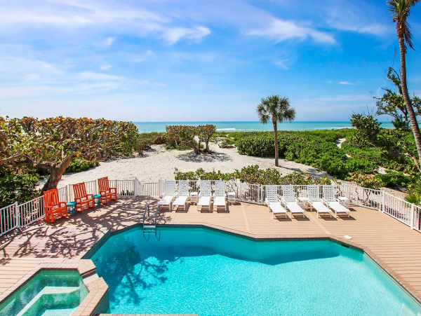 Beachfront Captiva Main Home & Guest House Sleeps 14 Ocean Views