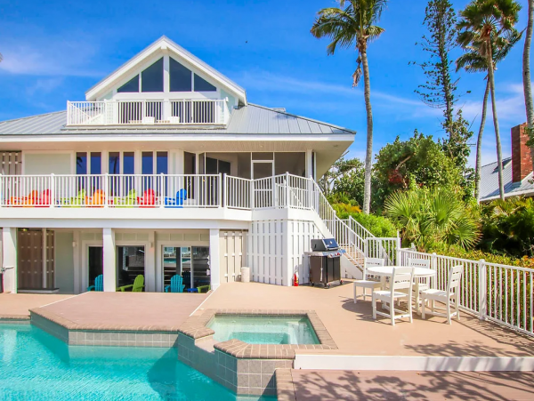 Beachfront Captiva Main Home & Guest House Sleeps 14 Ocean Views