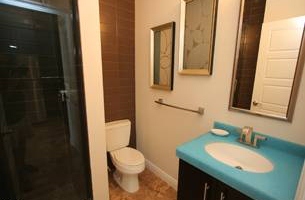 Bathroom with walk-in shower Bathroom with walk-in shower