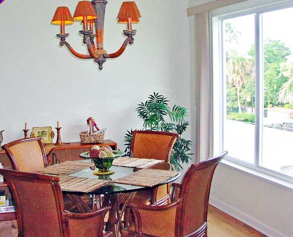 Dining area seats four