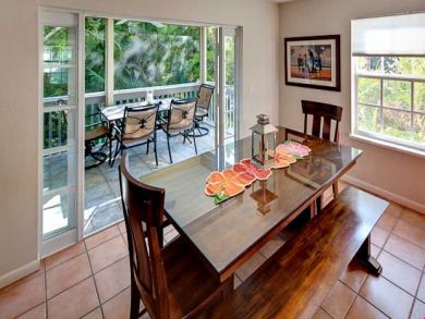 Dining area open to balcony
