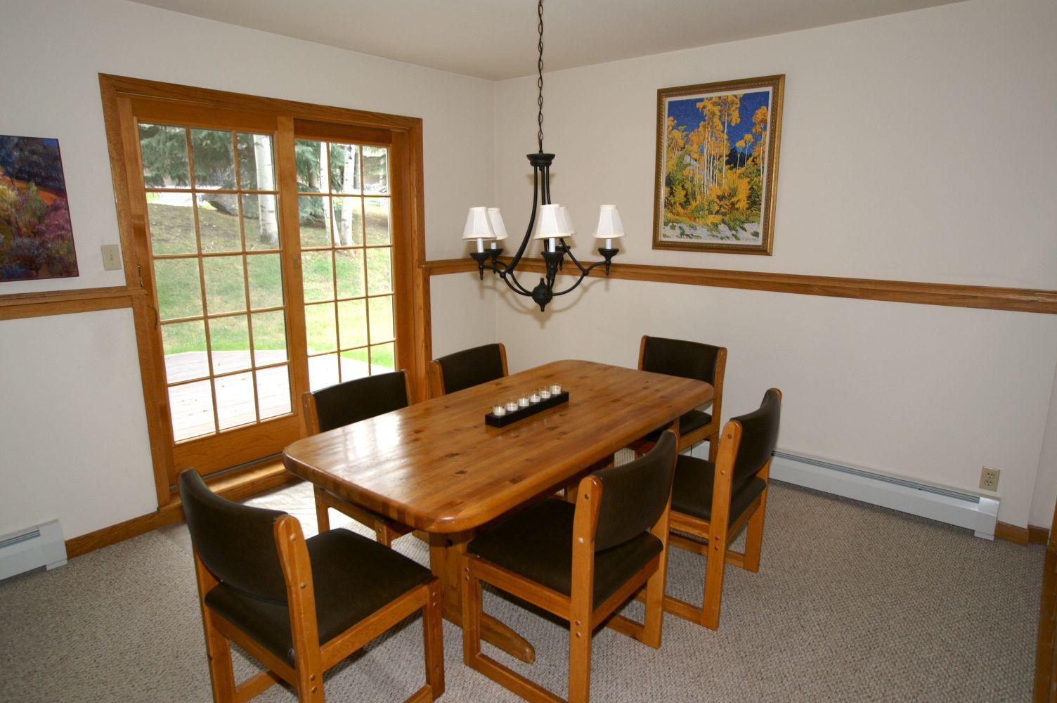 Dining room seats six