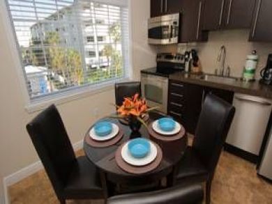 Dining area seats four