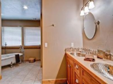 Master bathroom with tub & walk-in shower