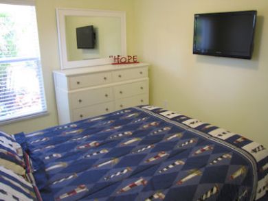 Flat screen TV in master bedroom