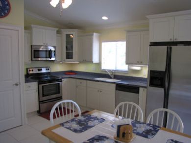 Kitchen with stainless steel appliances