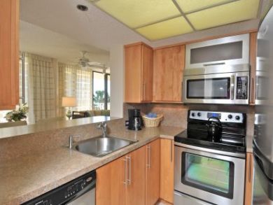 Fully equipped kitchen with stainless steel appliances