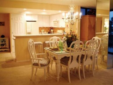 Dining area seats six