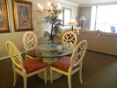 Dining area seats six
