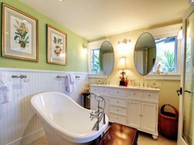 Bathroom with separate tub and shower