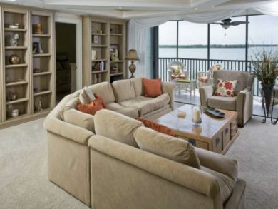 Spectacular view from living room with wrap around sofa