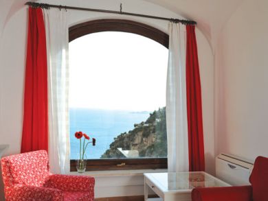 The large picture window gives great views of the Mediterranean