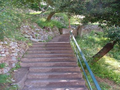 A 200 yard long pedestrian footpath leads up to apartment