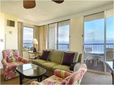 Full ocean view from this condo in Maui, Hawaii