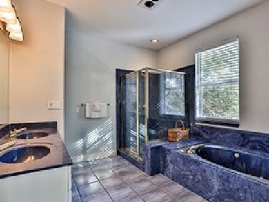 Master bathroom with tub & walk-in shower