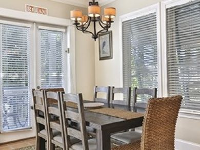 Dining area seats eight