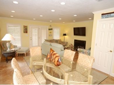 Dining area seats six