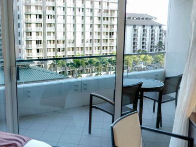 Balcony with table set