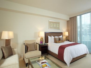 Sample sleeping area with king bed