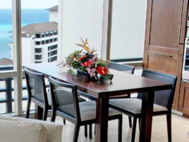 Dining area seats four