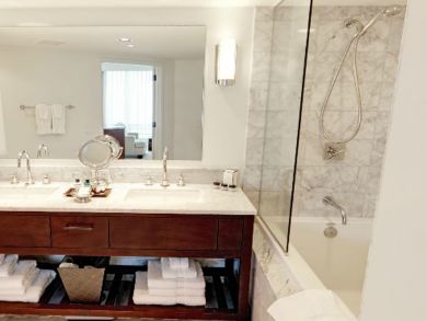 Bathroom with tub and shower