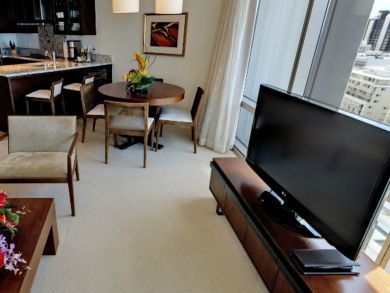 Living area with flat screen TV