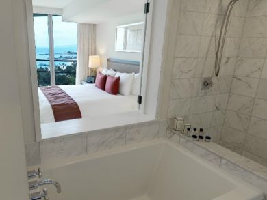 Bathroom with separate tub and shower