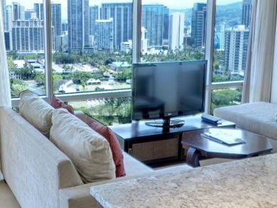 Living room with flat screen TV