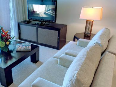 Living room with flat screen
