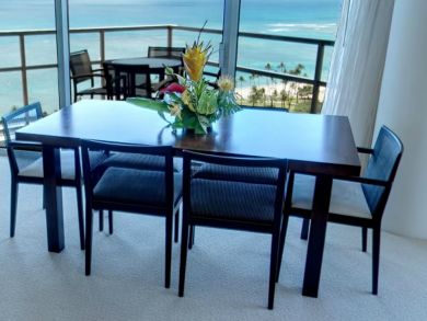 Dining room seats six