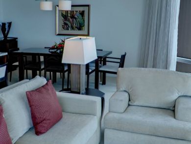 Dining area seats eight
