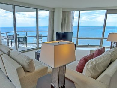 Living room with panoramic ocean view