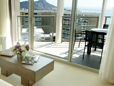 Balcony with table set